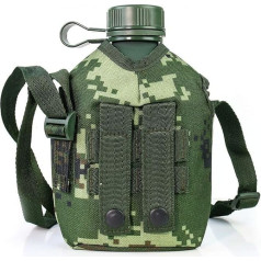 Keuyeo 1L Army Hip Flask Water Bottle Aluminium Wine Pot Military Canteen Camping Hiking Survival Kettle Cover Outdoor