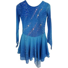 Hynyjxjy Eislaufkleid Mit Langen Ärmeln Für Mädchen Farbverlaufs Eiskunstlauf Rock Turn Wettkampf Kostüm Für Damen Sportbekleidung Für Draußen Mit Glänzenden Strasssteinen