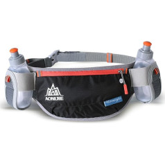 AONIJIE Men Women Sports Hydration Belt with 2 Pieces Water Bottles Waist Bag Suitable for Adjustable and Stable Waist Pack, black