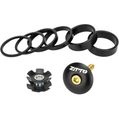 MAYANGYANG Spacer Fahrrad Fahrrad Aluminium Legierung Headset Spacer Vorbau Top Cap Edelstahl Unterlegscheibe Ring Schraube 28,6mm Fahrrad Gabel Gabelschaft Stern Mutter Fahrrad Spacer(Noir)