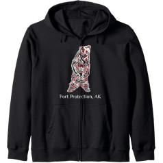 Harbour Protection, Alaska Indian Grizzly Bear Hooded Jacket, black