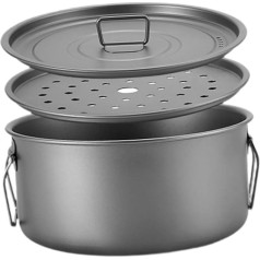 Folpus Camping Pot with Lid, Titanium Mug, 2200ml, Outdoor Cookware, Camp Cooking Pot, Portable Cooking Equipment for Home, Picnic Outdoor