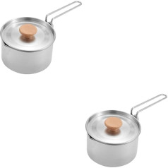 Supvox 2St Wasserkocher im Freien tragbarer wasserkocher portable kettle camping geschirr set Campingkocher Grün Einheit Camping-Kochgeschirr-Set Campingtopf aus Edelstahl hölzern Silver