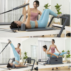 LQQHFSW Pilates Reformer Machine, Foldable Pilates Reformer Machine, Double Resistance for Home and Gym, Adjustable Intensity Yoga Ring