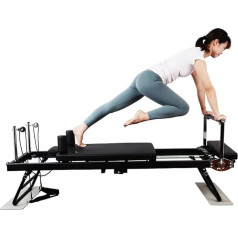 Pilates Reformer Home Exercise Equipment - Multifunctional Foldable Yoga Bed for Household Fitness - Adjustable Intensity Black Pilates Bed