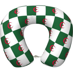 UVBDF Ergonomisches Reise-Nackenkissen aus Memory-Schaum, Flagge von Algerien, verbessertes Flugzeug-Reisekissen für alle Schlafpositionen