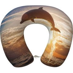 DEXNEL Lustiges Reisekissen mit Delfin, Memory-Schaum, geeignet für Flugzeug, Schlafen, Reisen