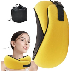 Nackenkissen für Reisen - Verstellbares Clasp Me Mory Schaumstoff-Nackenkissen für Nacken, Kinn und Kopf, Nackenstützkissen, Reisekissen mit Aufbewahrungstasche, Flugzeugreisen und Reisen