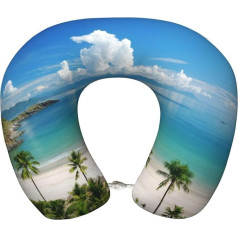 GGDCRFF Bequemes U-förmiges Kissen mit Strand- und Palmen-Druck, Memory-Baumwolle, der ultimative Komfort auf jeder Reise.