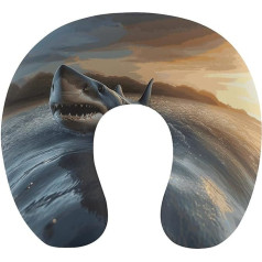 at Dusk Shark Reisekissen Nackenstütze Memory Foam U-förmiges Kissen Weich Bequem Reise Nackenkissen Schlafen Ruhekissen Reisezubehör für Flugzeug Auto Büro