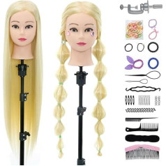 Neverland 30 Inch Hairdressing Head Practice Head Real Hair 100% Synthetic Hair Training Heads for Hairdressers Hairdressing Head Doll Head Hairdressing Head Training Head with Holder + Hair Styling