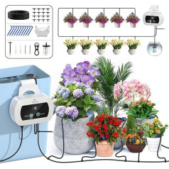 TRJZWA Irrigation System Automatic Watering for Balconies, Potted Plants, USB-C Indoor Automatic Watering System with Programmable Timer and 10 Drip Hoses Irrigation