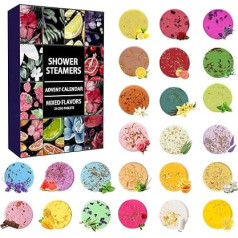 Shower Steamers Advent Calendar 24 Days Spa Care Countdown Calendar, 2024 Christmas Shower Steamer, Aromatherapy Shower Bombs, Aromatherapy Shower Damper Advent Calendar for Christmas