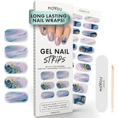 MOYOU LONDON Semi-cured UV Gel Strips - Pack of 20 - Gel Nail Foils UV Hardening for Salon Quality Manicure - Marble Cake