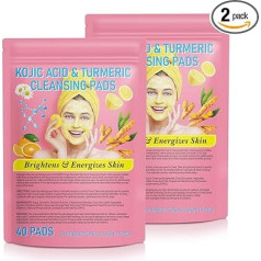 Turmeric Kojic Acid Cleansing Pads, 80 Pieces Turmeric Cleansing Pads, Turmeric Kojic Acid Exfoliating Cleansing Pads, Turmeric Kojic Acid Pads, Exfoliating Pads for All Skin Types, Face on Body