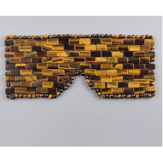 Crystalli Eye Relaxation Mask Natural Jade Stone Face Massager Sleep Care Device Heat or Cold Therapy to Reduce Dark Circles - Tiger Eye
