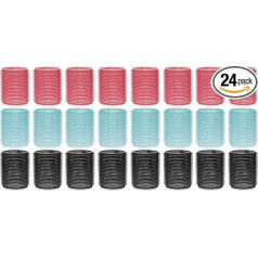 MIJOMA 24-Piece Set of Adhesive Rollers, Velcro Rollers - Self-Adhesive Hair Rollers for Beautiful Curls - Hair Rollers in Mint Green, Pink, Black - Heat-free Curl Styling in Hairdressing Quality
