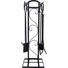 SCENDOR GARDEN 33 Inch Fireplace Tool Set 5 Pieces Wrought Iron Indoor Outdoor Fireplace Accessory Kit with Fireplace Brush, Fire Hook, Fireplace Pellet and Wood Tongs