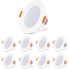 ChangM LED Recessed Spotlights 230 V Flat, Set of 8 Recessed Lights Warm White 2700 K, LED Spotlight, 7 W IP44 Recessed Ceiling Spotlight for Living Room, Kitchen, Bathroom, Toilet
