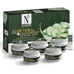 NUTRIGLOW NATURAL's Aloe Vera & Cucumber Face Kit - 6-Piece Skin Care Set with Deep Cleansing, Exfoliation, Nourishing Gel, Anti-Ageing (250 g + 10 ml) Multi 6 Count (Pack of 1)