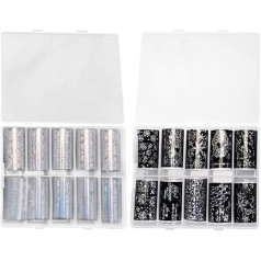 FRCOLOR 2 Boxes Christmas Nail Art Stickers Starry Sky Nail Foil Transfer Glue Sticker Manicure Tips for DIY Face Body Makeup Decorations