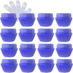 ZEOABSY Pack of 24 Small 20 ml Empty Blue Cream Jar Round Plastic Jar with Screw Cap Ointment Jar Cosmetic Tin for Lotion, Cream, Lip Balm Cream DIY + 4 x Spatulas