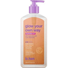 b.tan Face & Body Clear Self Tan Gel | Glow Your Own Way Hydrated - Ultra Hydrating, Transfer-Resistant, Gradual Sunless Tanning Gel for Face and Body, Vegan, Cruelty Free Self Tanner, 8 Fl Oz