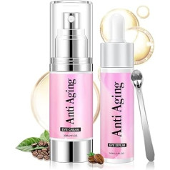 5% Caffeine Eye Cream Eye Serum Kit 60 ml Under Eye Cream Anti-Ageing for Dark Circles and Wrinkles Retinol Eye Serum & Eye Roller
