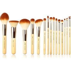 Jessup Bamboo Handles 15pcs Foundation Face Power Cream Concealer Buffer Blushes Handmade Fiber Hair Beauty Makeup Set &Kit T140