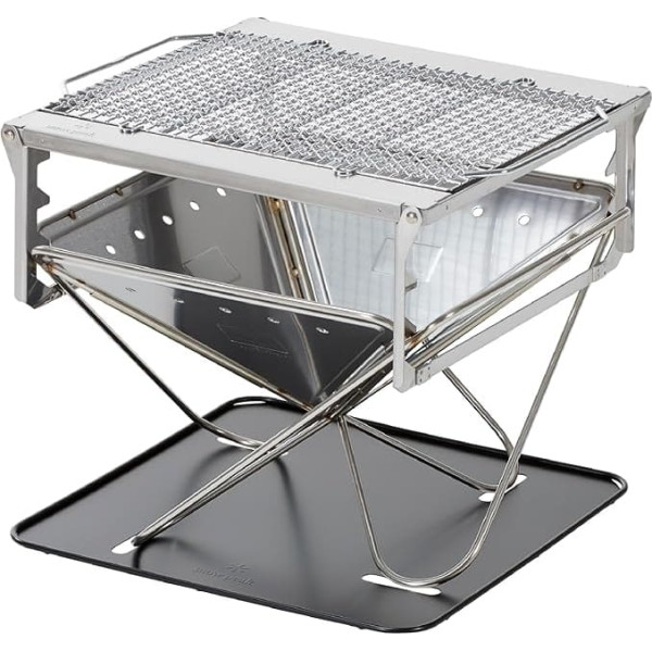 Snow Peak Takibi Fire & Grill Stowable Fireplace with Outdoor Grill Attachment 32lb St-032sets Made in Japan Stainless Steel One Size