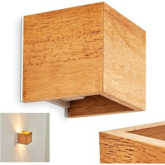 HOFSTEIN Badajoz Wall Light - Modern Wall Lamp Made of Wood/Metal, Natural/White, Adjustable Light Effect, Up & Down, 1 Bulb, G9 Socket, Indoor Wall Lamp, Bedroom, Living Room, Hallway