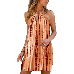 Women's A Line Summer Dress Round Collar Sleeveless Off Shoulder Cut Out Casual Dress Swing Casual Beach Dress Flowers