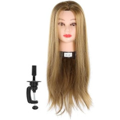 Real Hair Mannequin Head With Hair, Women Man Hairdresser Training Head Practice Manikin Cosmetology Doll Hairstyling Training Head For Weaving Curling Cutting With Bag Of Bracket Accessory