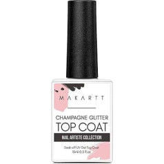 Makartt Top Coat Gel UV Glitter 15 ml for Gel Nail Polish