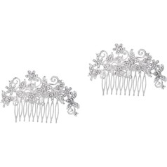 minkissy 2pcs Wedding Rhinestone Pearls Hair Comb Bridal Wedding Hair Comb Vintage Alloy Hair Comb Hair Comb Clip Bridal Headpiece for Wedding Rhinestone Hair Comb Bridal Crystal Hair Pin