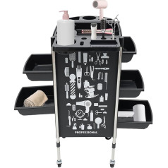 MEHOOSPVN Hairdressing Trolley, Salon Trolley with 5 Pull-Out Drawers, Hairdressing Trolley for Stylist, Hairdresser, Hair Styling, Cosmetic Trolley, 52 x 36 x 90 cm, Beauty Salon Trolley, Work