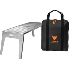 FENNEK Klapprost XL with Bag | Mobile Cooking Grate to Open | Extra Sturdy Design with Large Grill Surface of 56 x 24 cm | Made of Temperature-resistant Stainless Steel | Made in Germany