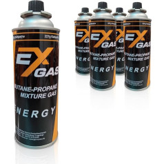 EXGAS, Gas Cartridge, Gas Cartridges, Butane, MSF-1a Bayonet Valve, 227 g, Gas Stove, Camping Stove, Weed Burner, Universal Pressure Gas Can, Camping, BBQ, DIY, DIY (16 Cartridges)