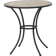 Siena Garden Prato Table, Diameter 70 x 71 cm, Frame: Steel, Powder-Coated in Matte Black, Surface: Mosaic, Table Top: Ceramic
