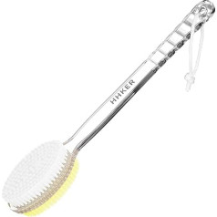 HHKER Shower Brush with Long Handle, Soft Nylon Body Brush, Back Scrubber for Shower, Gentle Exfoliation and Improved Skin Health, Suitable for Men and Women (Transparent Handle)