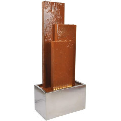 Köhko® Chile Fountain Height 104 cm with LED Lighting and 3 Water Walls Made of Corten Steel and Stainless Steel Garden Fountain Indoor Fountain 32002
