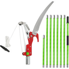 Telescopic Pruning Saw with Lopper, Rope Hoist Garden Saw, Tree Saw, Adjustable Length, Telescopic Saw with Carry Bag, Tree Shears, Hand Saw Poles, Pruning Saw for Branching Work and Tree Care (8 M)