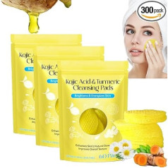 Turmeric Kojic Acid Exfoliating Cleansing Pads, Face Turmeric & Kojic Acid Pads, Turmeric Cleansing Pads for Dark Spots, Turmeric Kojic Pads, Turmeric Pads Infused Foaming Exfoliating (180 Pieces, 4 x