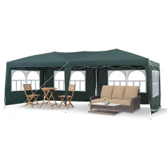 LEMROE Outdoor Gazebo Gazebo 3 x 6 Folding Gazebo, Waterproof, Stable with 6 Side Panels, Garden Gazebo Party Tent with UV Protection, Garden Gazebo for Weddings, Gazebo for Garden, Festival (Green)