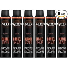 6 x Syoss Coloured Dry Shampoo Dark Brown Dry Shampoo without Residue for Colour Refreshing, Gives 1 Day Extra Freshness for Hair Styling without Washing Hair, 200 ml (Pack of 6)