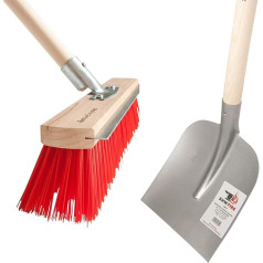 Practical Street Broom and Holstein Shovel - 40 cm Wide, Wooden Handle 130 cm Long - Perfect for Outdoor Use SHW-FIRE