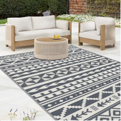 Ommda Outdoor Plastic Rug, Modern Geometry Reversible Rug, Waterproof, Stain and UV Resistant Reversible Mats, Picnic Blanket for Motorhome, Patio, Garden Deck