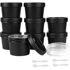 Travel Containers for Toiletries, 96ml, Travel Size, 9 Pack, TSA Approved Plastic Cream Jars, Wide Mouth Cosmetic Pot with Lid, Leak-Proof, Travel Accessories for Makeup, Face Cream
