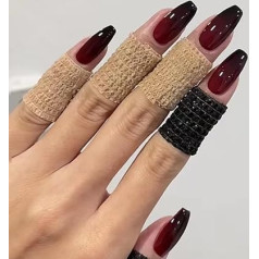 Coffin False Nails Halloween Decorations Press on Nails Black Red Stick on Nails Ballerina Acrylic Fake Nails 24Pcs for Women and Girls