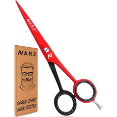 NARZ Professional Hairdressing Scissors for Hairdressers and Hairdressers 6 Inch Stainless Steel Hair Cutting Scissors for Men and Women, Black (Red and Black)